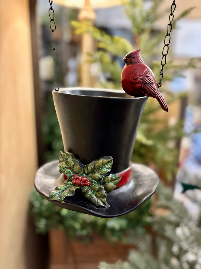 Red Cardinal Black Top Hat Arrow Replacement with Open Top for Florals