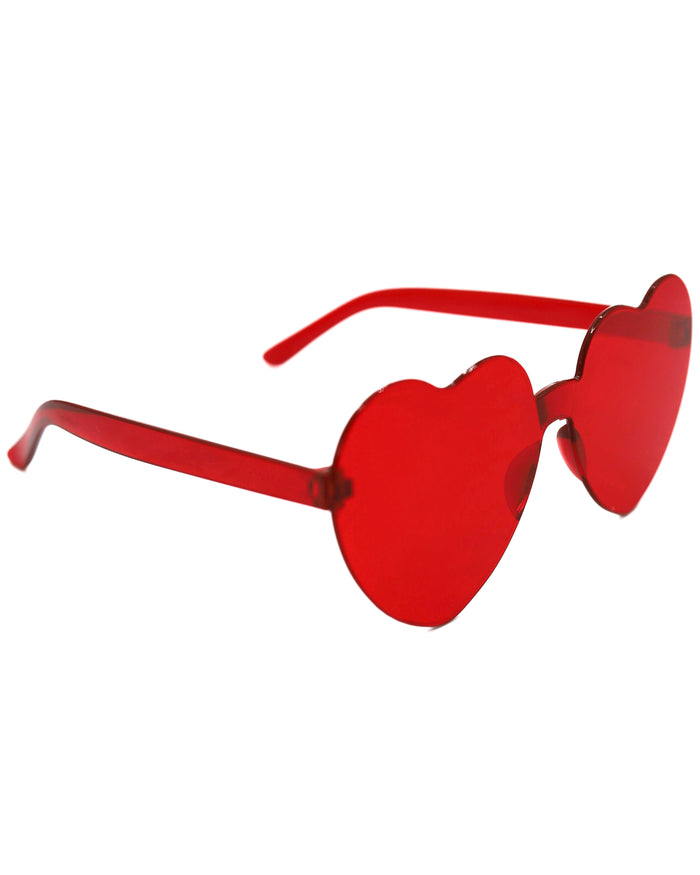 Red heart sunglasses angled view
