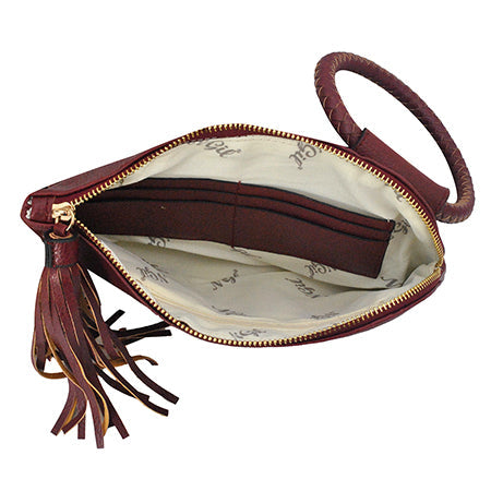 Red NGIL Faux Leather Fringe Wristlet