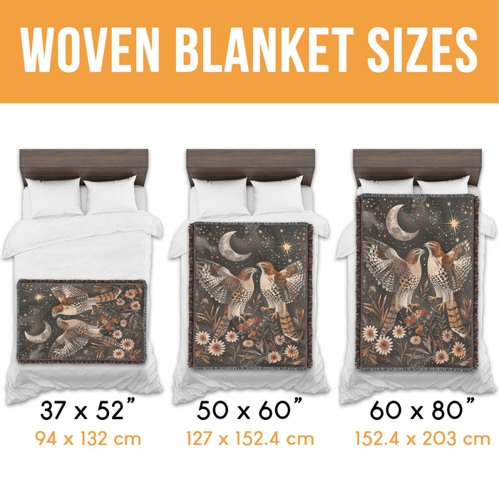 Red Tail Hawk Couple Woven Blanket