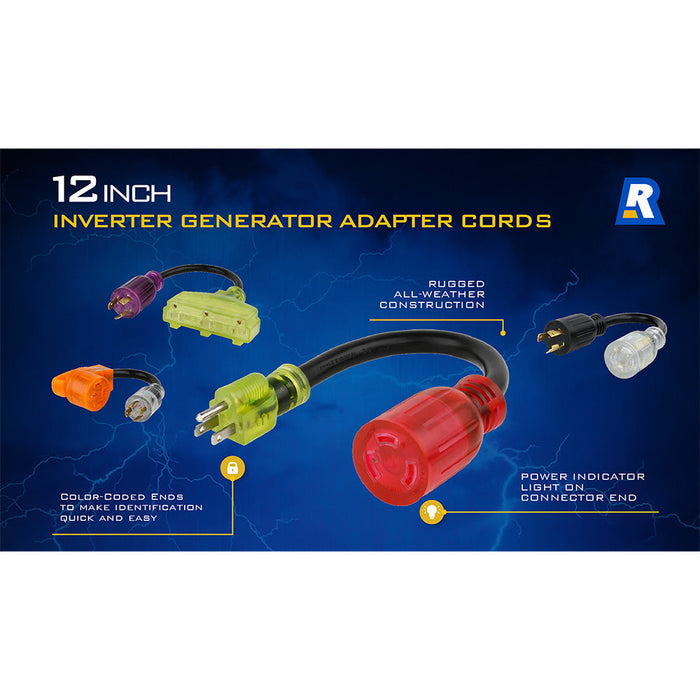 Reliance  Reliance AC3130 30A 125V Color Connect Adapter Cord L5-30 Plug L14-30 Connector