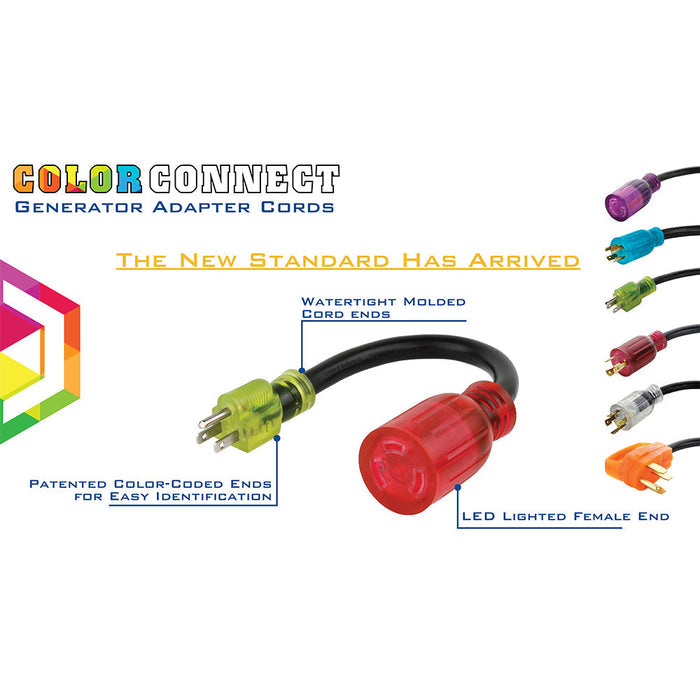 Reliance  Reliance AC3130 30A 125V Color Connect Adapter Cord L5-30 Plug L14-30 Connector