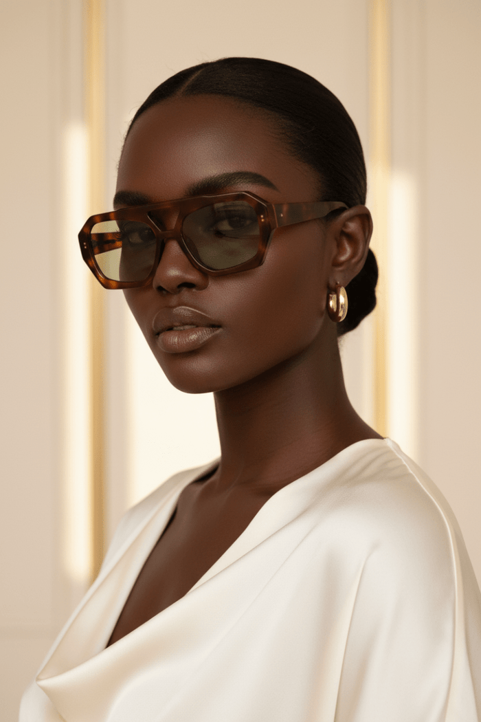 Retro Square Tortoise Sunglasses – Dual - Beam Oversized Frame | UV400 - The PM Edit