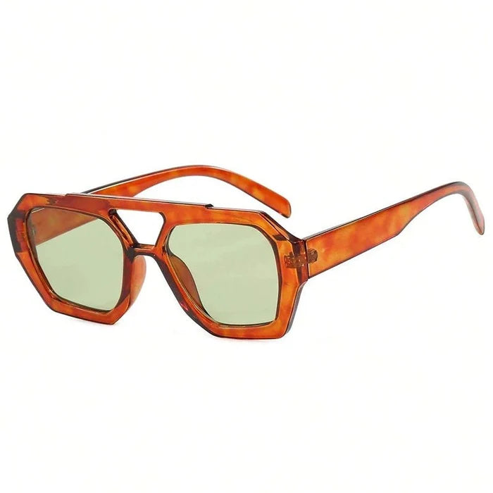 Retro Square Tortoise Sunglasses – Dual - Beam Oversized Frame | UV400 - The PM Edit