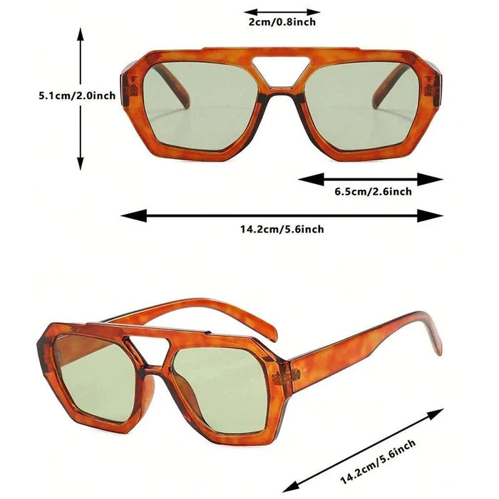 Retro Square Tortoise Sunglasses – Dual - Beam Oversized Frame | UV400 - The PM Edit