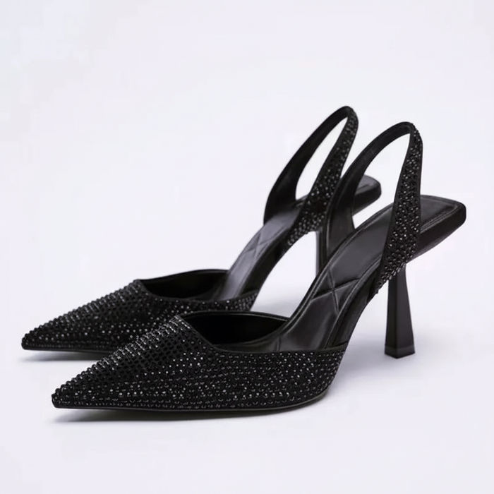 Black Rhinestone Pumps