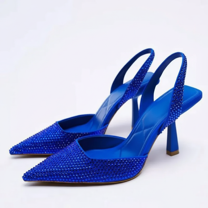 Blue Rhinestone Pumps
