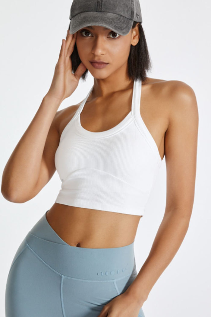 Ribbed Halter Racerback Crop Top