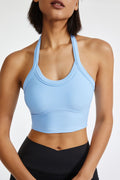 Ribbed Halter Racerback Crop Top