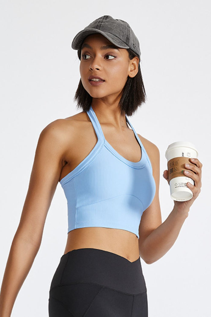Ribbed Halter Racerback Crop Top