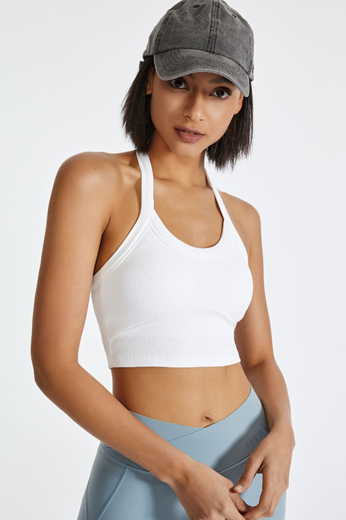 Ribbed Halter Racerback Crop Top