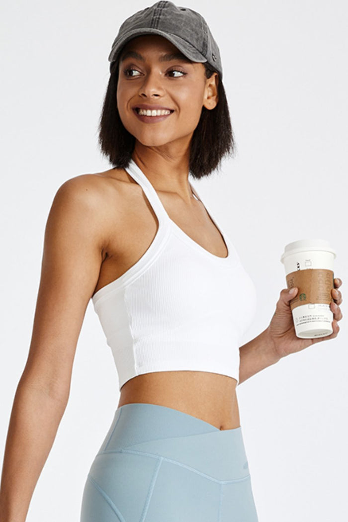 Ribbed Halter Racerback Crop Top