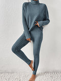 Ribbed Turtleneck Top & Pants Set