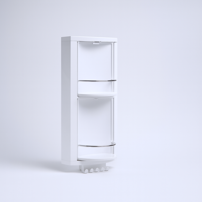 Primanova bathroom shelf contents and components flat lay