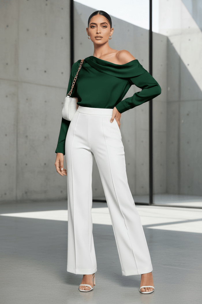 Ruched One Shoulder Long Sleeve Top - The PM Edit