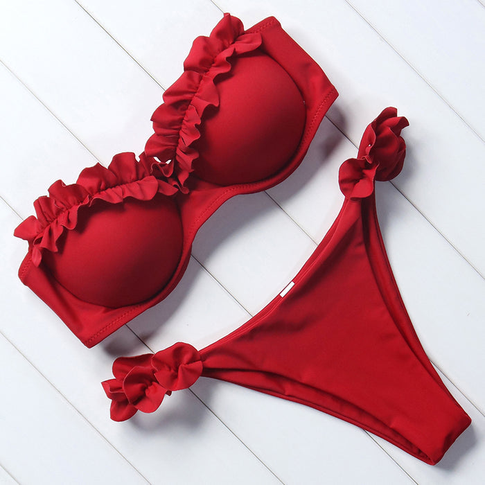 Ruffle Trim Push-Up Bikini Set | Underwire Bandeau | The PM Edit