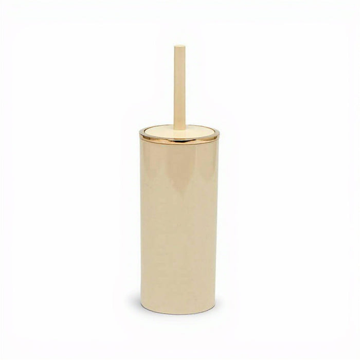 Rust Resistant Toilet Brush with Golden Ring Lid and Holder