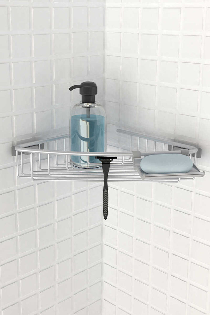 Primanova bathroom shelf contents and components flat lay
