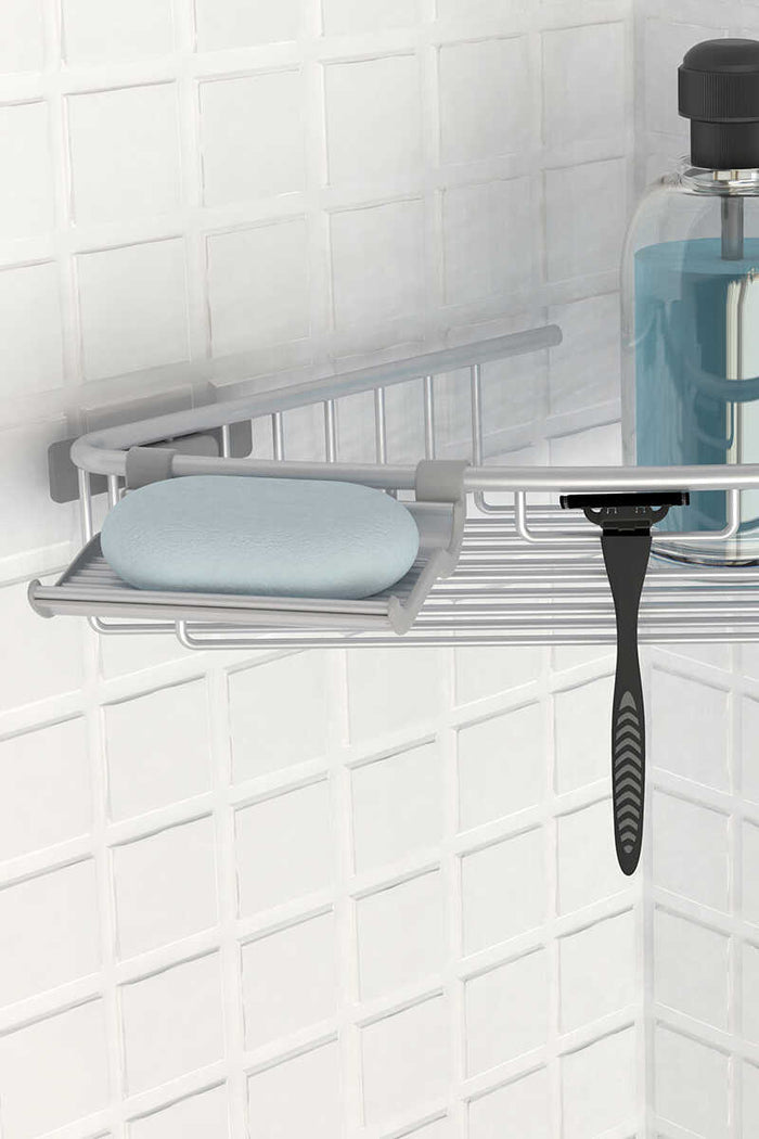 Primanova bathroom shelf Aluminum close-up detail