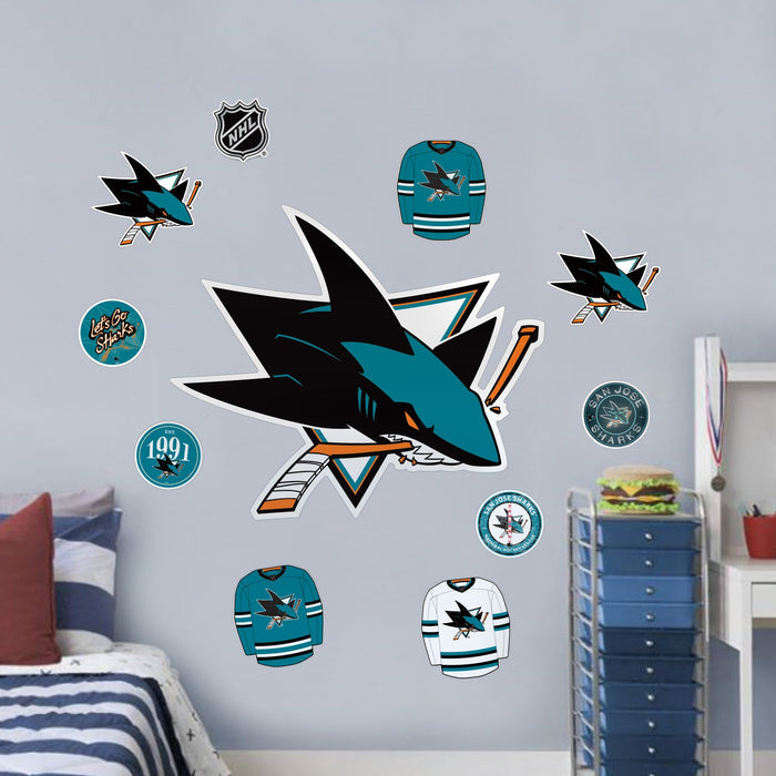 San Jose Sharks Repositionable Wall Decal Set - Team Logos