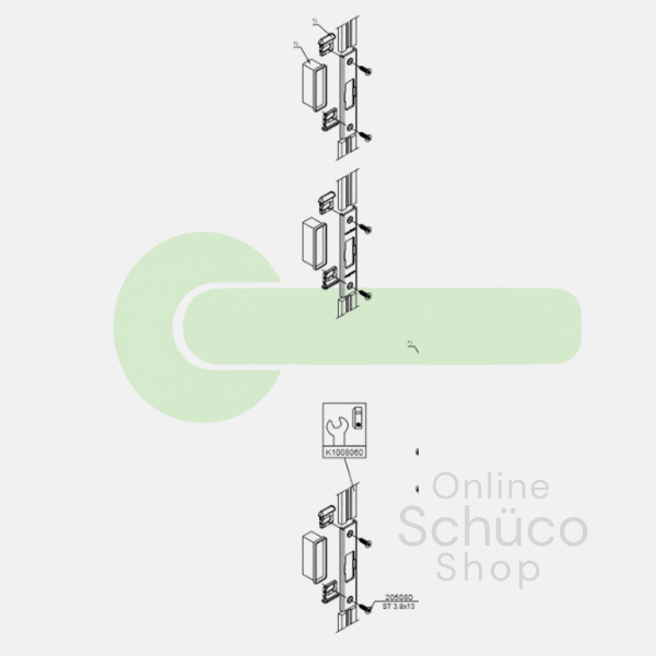 Schuco 3 delige set sluitplaten - 240433