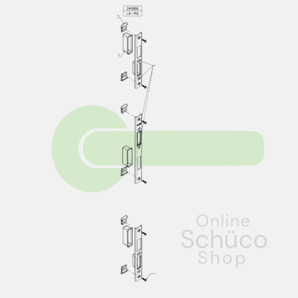 Schuco 3 delige set sluitplaten - 240866