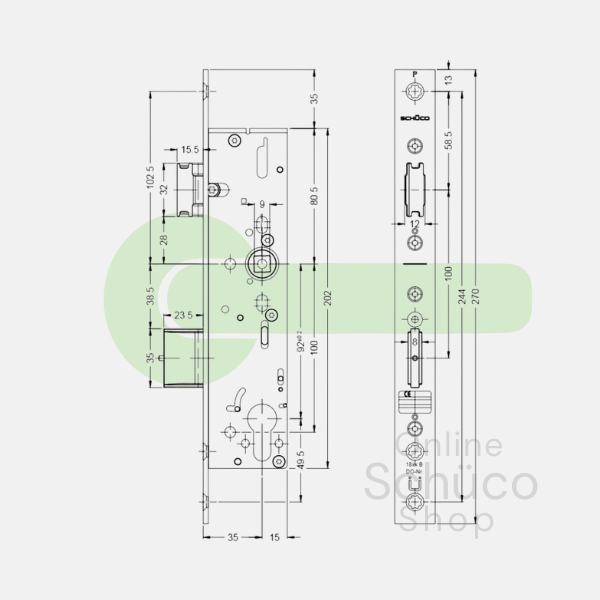 Schuco antipaniek slot - B 35/92/9 - 241985
