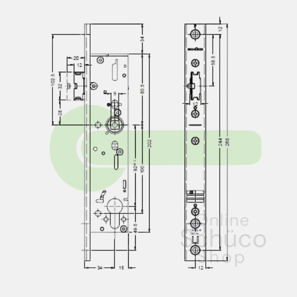Schuco antipaniek slot - E 34/92/9 - 241823