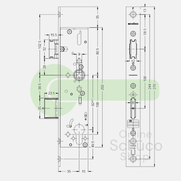 Schuco antipaniek slot - E 35/92/9 - 241987