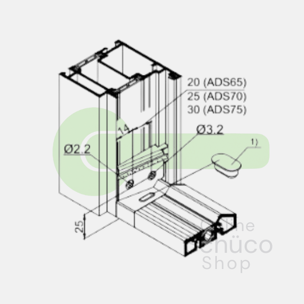 Schuco bevestigingsset onderdorpel ADS 65 - 238440