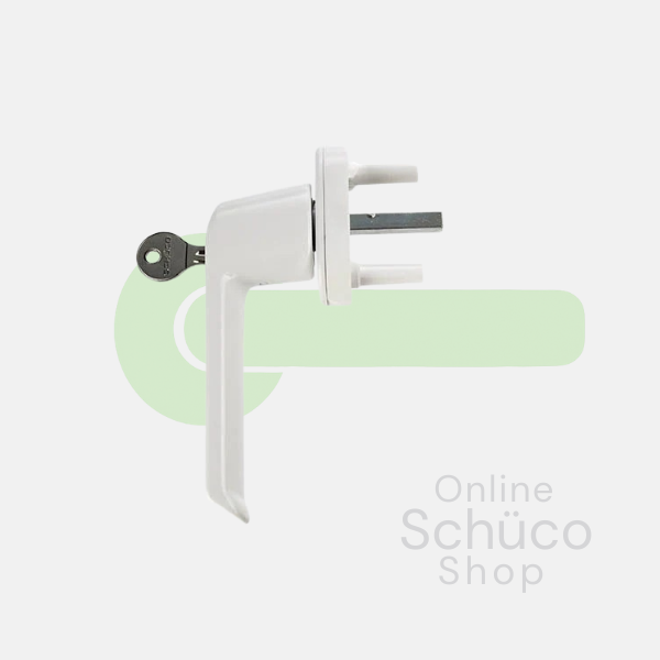 Schuco raamgreep - afsluitbaar - 37 mm stift - 98050480 / 23471900 - wit / crèmewit