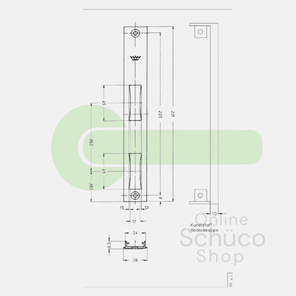 Schuco sluitplaat 221 mm - 208426