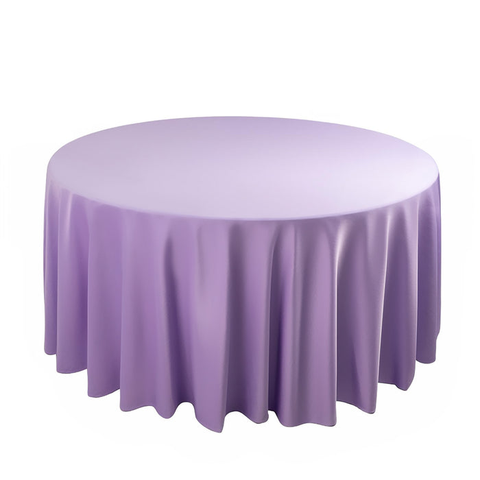 Purple round tablecloth with elegant draping