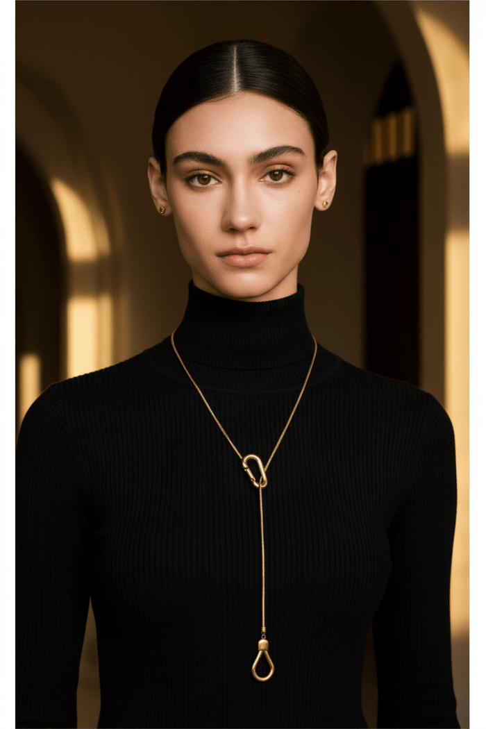 Sculptural Lariat Snake Chain Necklace – Gold & Silver | Tarnish-Resistant - The PM Edit