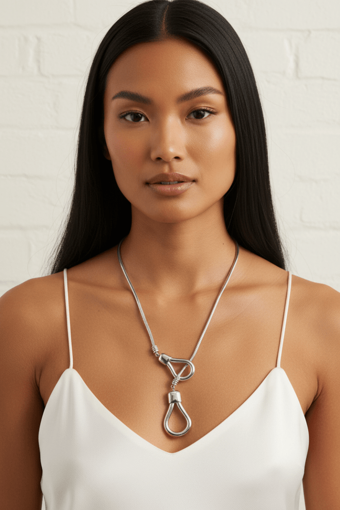 Sculptural Lariat Snake Chain Necklace – Gold & Silver | Tarnish - Resistant - The PM Edit