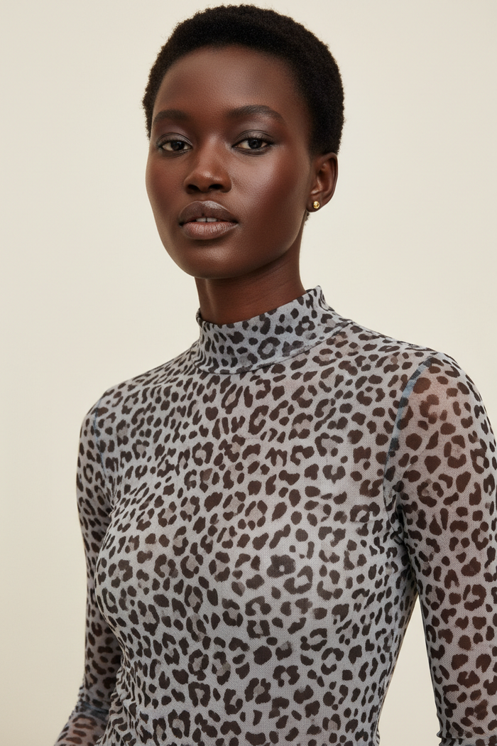 Mesh Leopard Bodysuit - Detail Shot