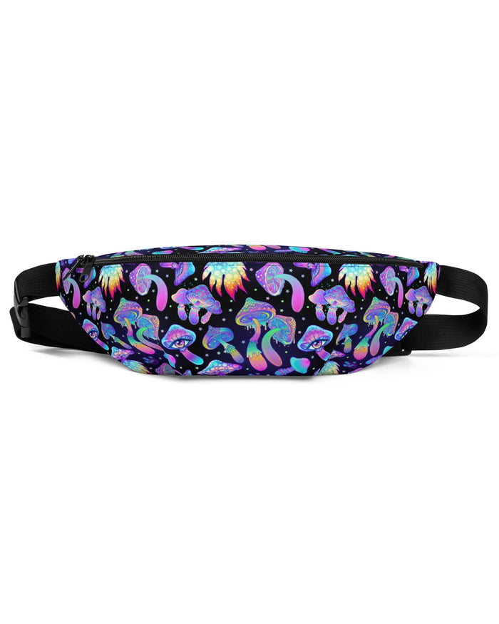 Shroomin Black Fanny Pack, Fanny Pack, - One Stop Rave