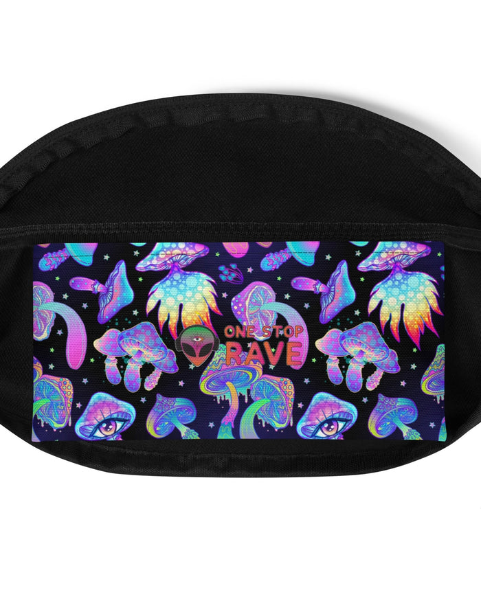 Shroomin Black Fanny Pack, Fanny Pack, - One Stop Rave
