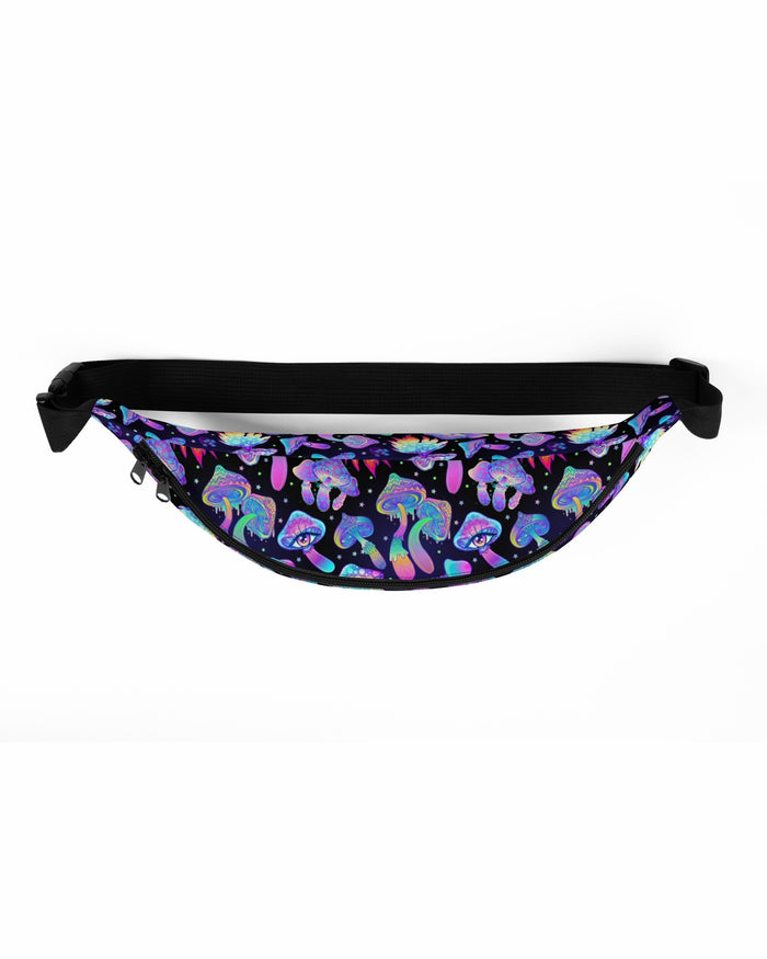 Shroomin Black Fanny Pack, Fanny Pack, - One Stop Rave