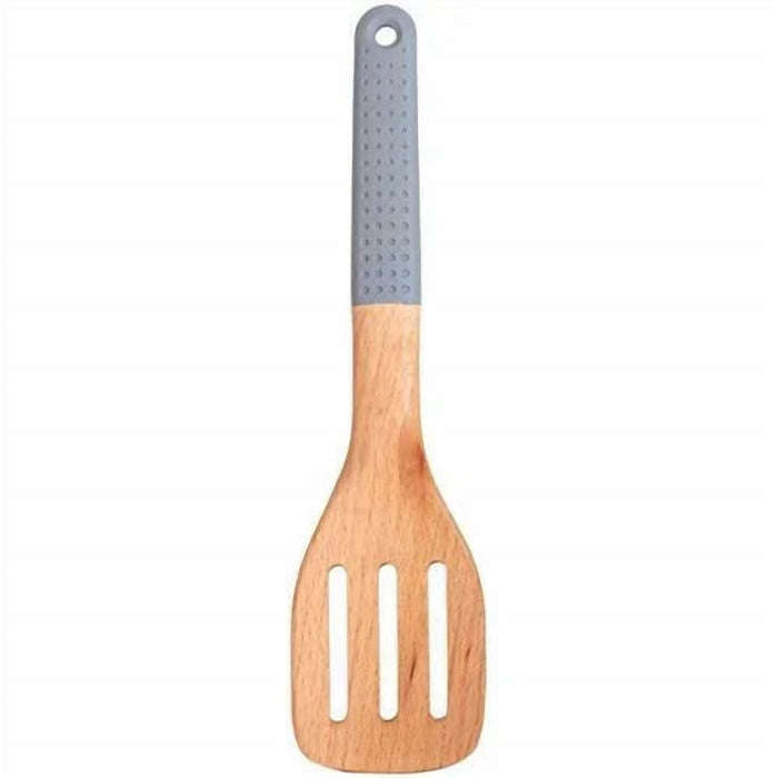 Silicone Serving Spoon Set – Wooden Handle with Grip
