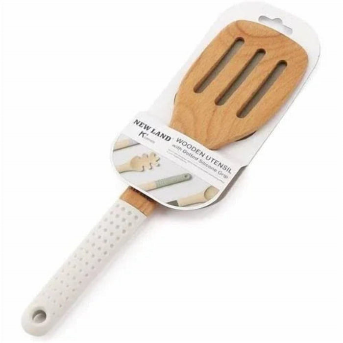 Silicone Serving Spoon Set – Wooden Handle with Grip
