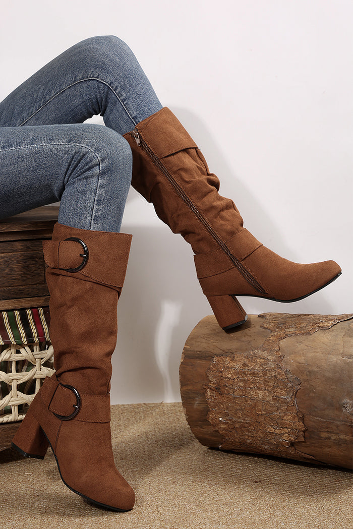 Slouchy O-Ring Buckle Knee-High Boot