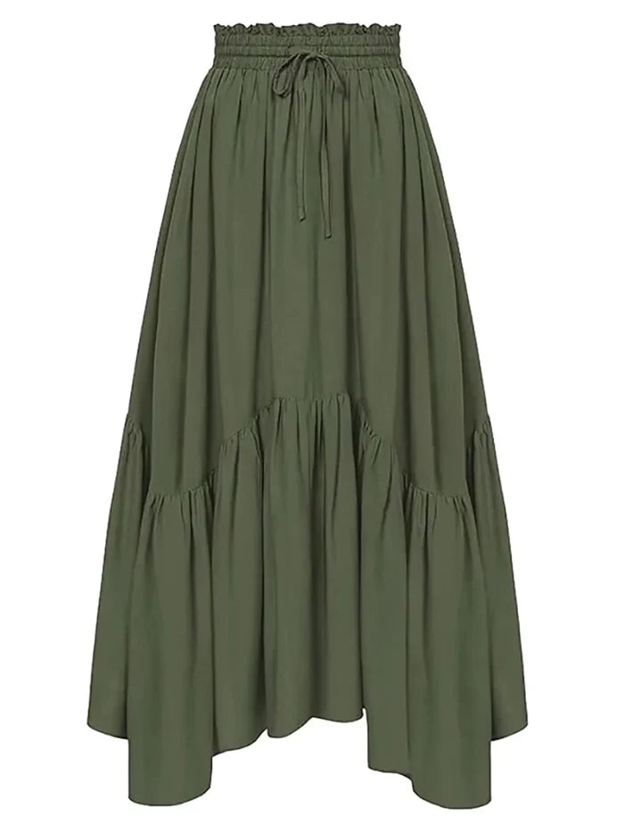 Smocked Waist Band Ruched Layered Skirt - The PM Edit