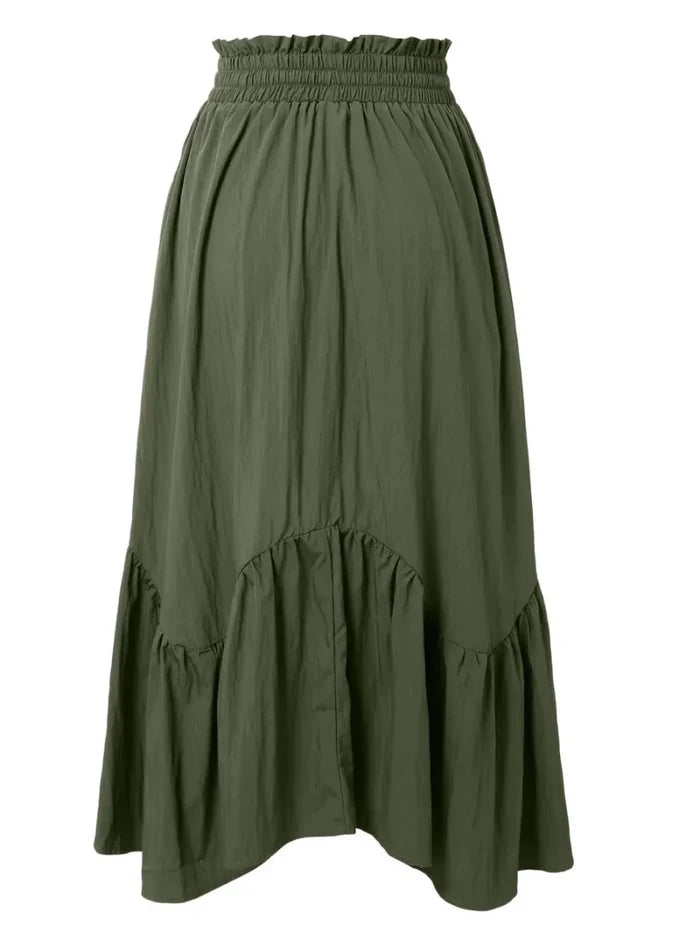 Smocked Waist Band Ruched Layered Skirt - The PM Edit