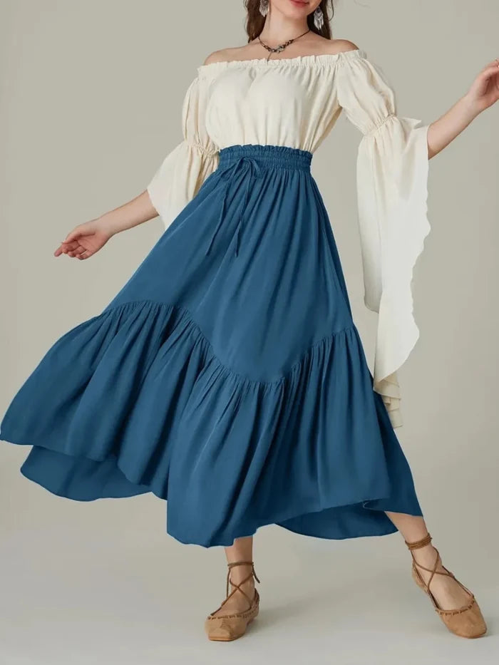 Smocked Waist Band Ruched Layered Skirt - The PM Edit