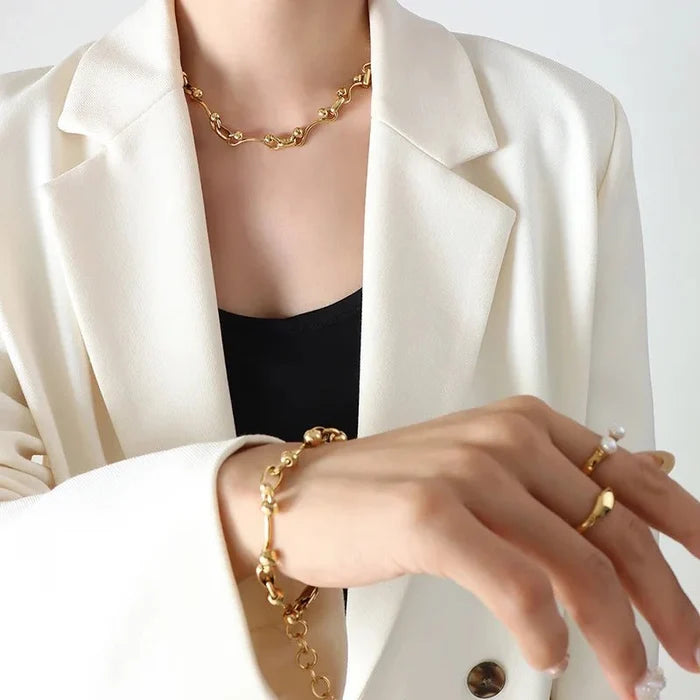 Solid Chain Necklace & Bracelet Set | PVD Plated | Tarnish - Free & Waterproof - The PM Edit