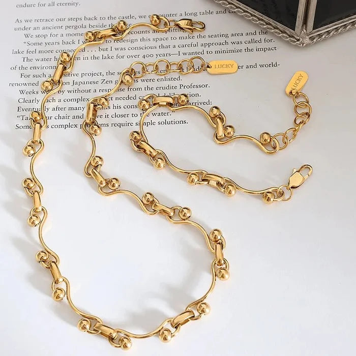 Solid Chain Necklace & Bracelet Set | PVD Plated | Tarnish - Free & Waterproof - The PM Edit