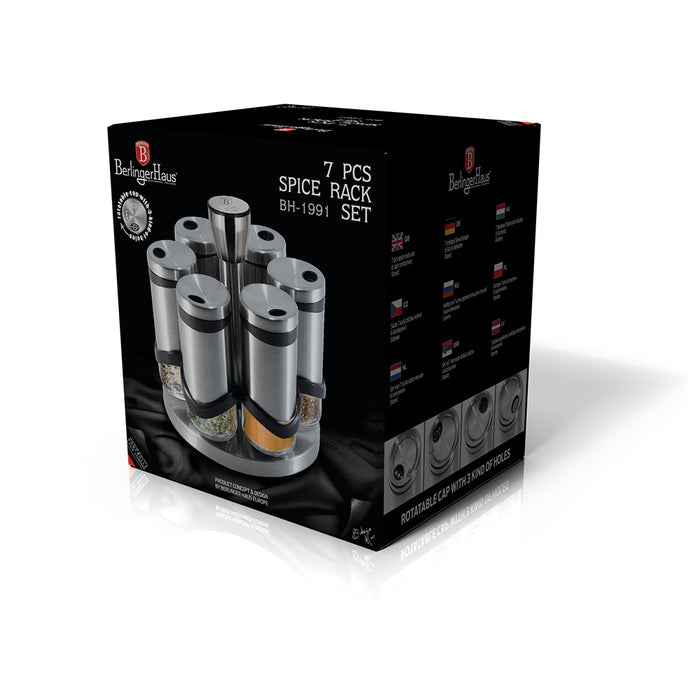 Spice Rack Set, Black Silver Collection