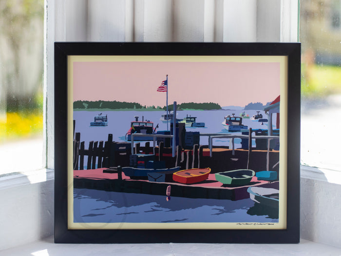 Spruce Head Island Art Print 8" x 10" Horizontal Framed Wall Poster By Alan Claude - Maine