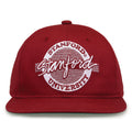 Stanford Retro Circle snapback hat in cardinal red, front view